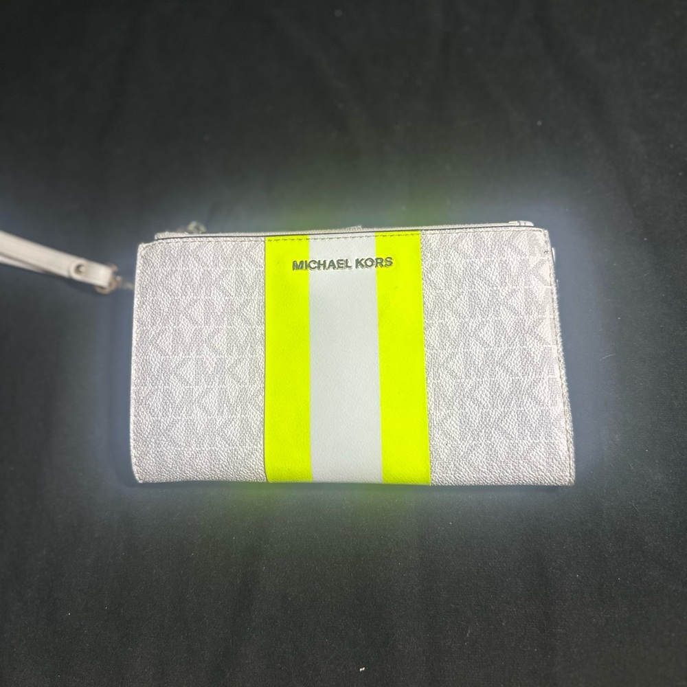 Michael Kors White and Neon Yellow Wallet-ID #280